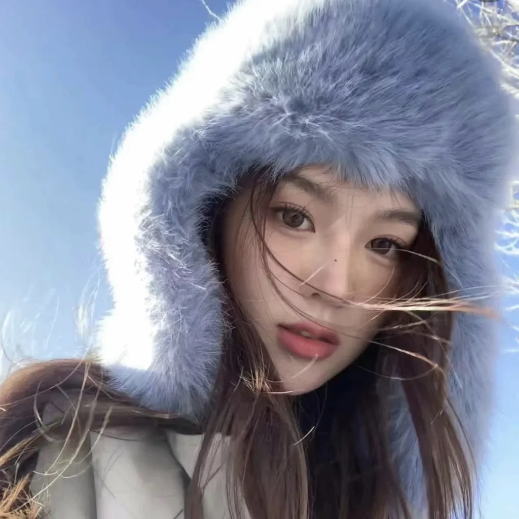 Blue imitation mink velvet Leifeng hat women's northeast plush hat Sichuan West Snow Mountain cold-proof warm retro earmuff winter - Image 9