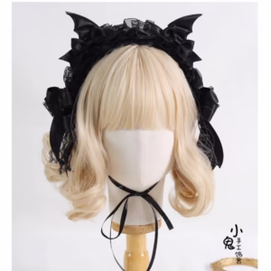 Original dark lolita Gothic wings devil hair band hair clip Halloween headdress bow hair ornament Lolita