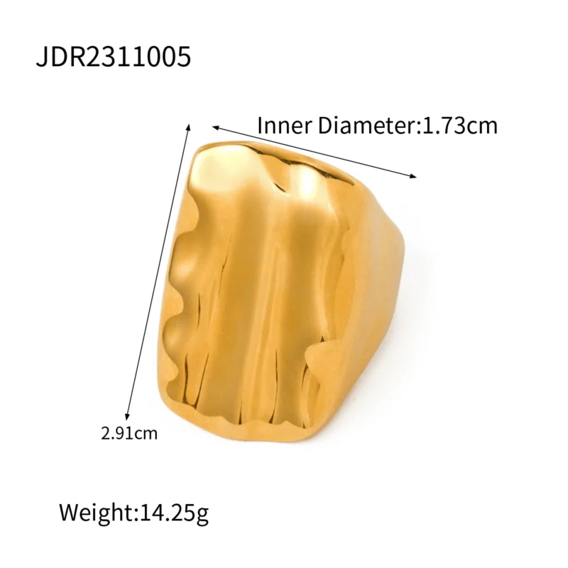 Cross-border Internet celebrity trend 18K gold stainless steel glass ring European and American fashion high-end colourless women's accessories wholesale - Image 10