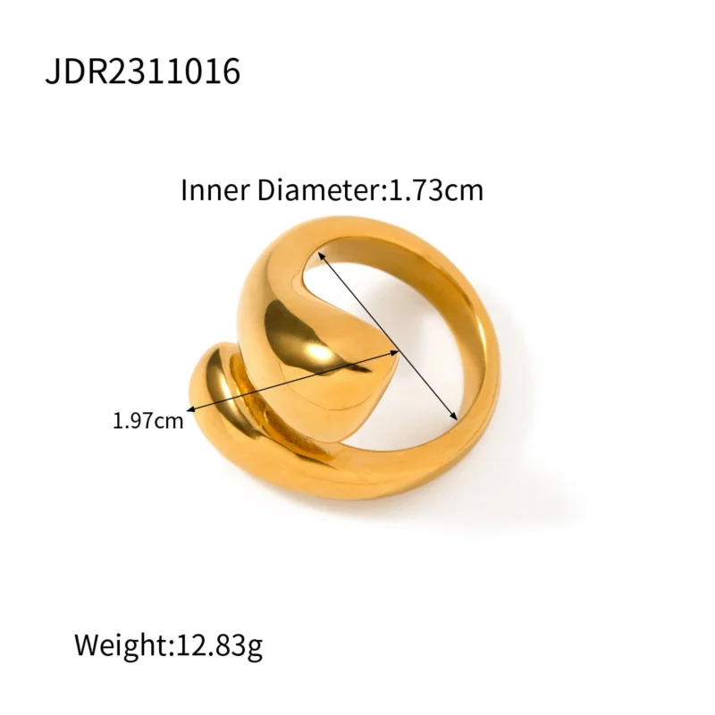 Cross-border Internet celebrity trend 18K gold stainless steel glass ring European and American fashion high-end colourless women's accessories wholesale - Image 11