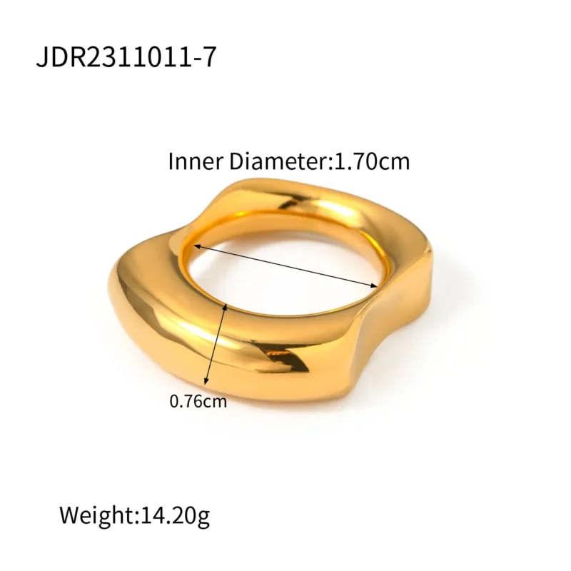 Cross-border Internet celebrity trend 18K gold stainless steel glass ring European and American fashion high-end colourless women's accessories wholesale - Image 6