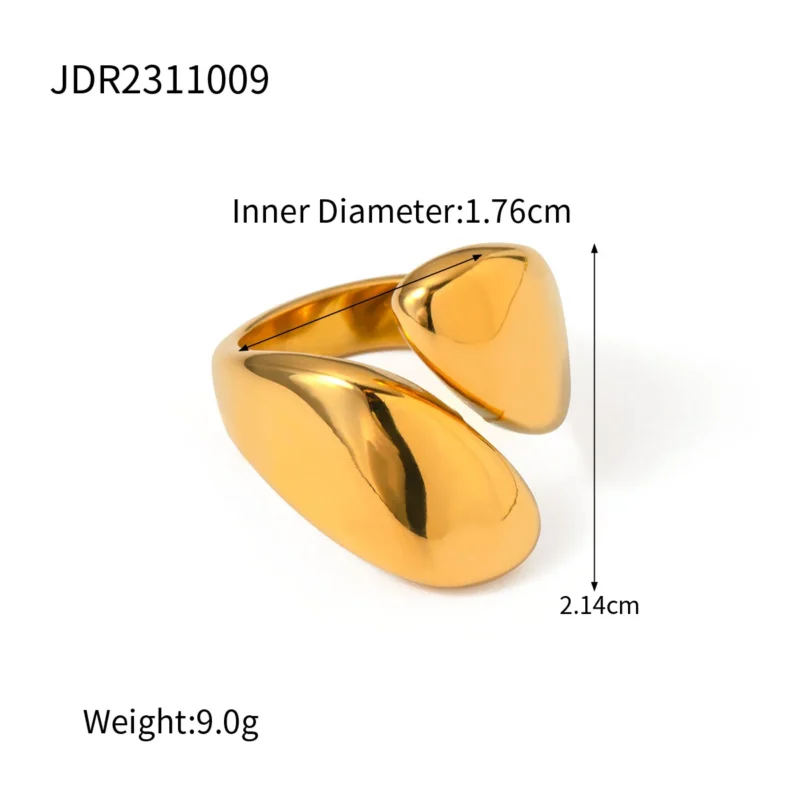 Cross-border Internet celebrity trend 18K gold stainless steel glass ring European and American fashion high-end colourless women's accessories wholesale - Image 7
