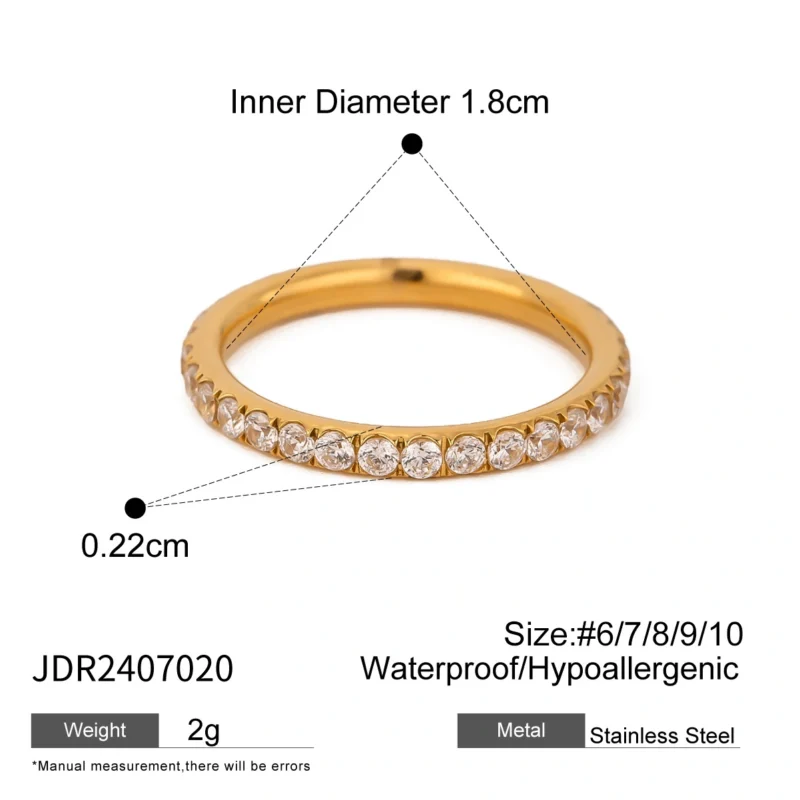 Jieding European and American ring stainless steel zircon pearl ring high-end niche ring titanium steel hand jewelry cross-border jewelry - Image 6