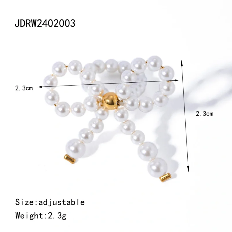 Jieding European and American ring stainless steel zircon pearl ring high-end niche ring titanium steel hand jewelry cross-border jewelry - Image 4