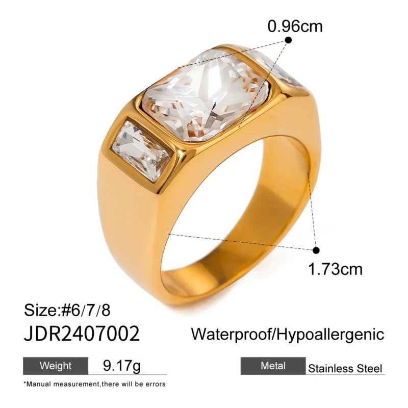 Jieding European and American ring stainless steel zircon pearl ring high-end niche ring titanium steel hand jewelry cross-border jewelry - Image 19